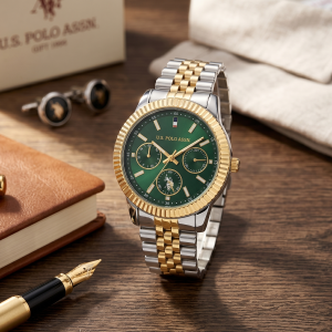 U.S. Polo Assn. Emerald Gold Dual-Tone Chronograph Watch MS Department Store Oman