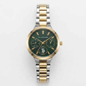 U.S. Polo Assn. Green Dial Two-Tone Multi-Function Watch MS Department Store Oman
