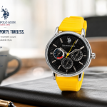 U.S. Polo Assn. Black Dial Yellow Silicone Strap Multifunction Watch MS Department Store Oman