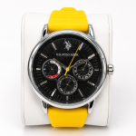 U.S. Polo Assn. Black Dial Yellow Silicone Strap Multifunction Watch MS Department Store Oman