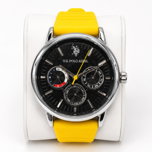 U.S. Polo Assn. Black Dial Yellow Silicone Strap Multifunction Watch MS Department Store Oman
