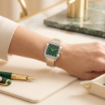 U.S. Polo Assn. Green Dial Two-Tone Crystal Bezel Watch MS Department Store Oman