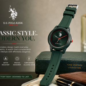 U.S. Polo Assn. Forest Green Silicone Strap Watch MS Department Store Oman