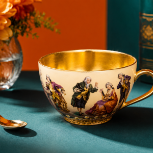 Rococo-Style Gilded Figural Porcelain Teacup MS Department Store Oman