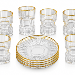Elite Houseware Teaset With Glass Saucers 12 Pieces MS Department Store Oman