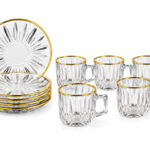 Elite Houseware Coffeeset With Glass Saucers 12 Pieces MS Department Store Oman