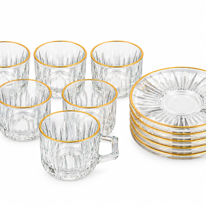 Elite Houseware Teaset With Glass Saucers 12 Pieces MS Department Store Oman