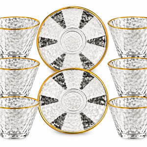 Elite Houseware Coffeeset With Glass Saucers 12 Pieces MS Department Store Oman