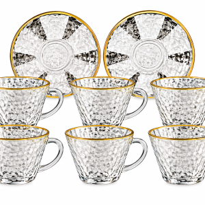 Elite Houseware Teaset With Glass Saucers 12 Pieces MS Department Store Oman