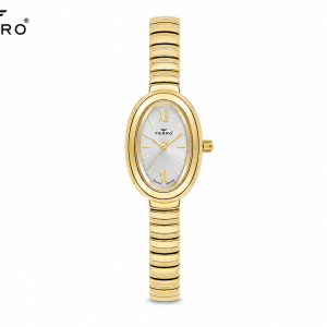 Ferro Women's Gold-Tone Oval Analog Wrist Watch with White Dial & Stainless Steel Bracelet MS Department Store Oman