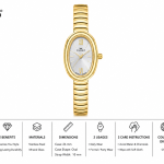 Ferro Women's Gold-Tone Oval Analog Wrist Watch with White Dial & Stainless Steel Bracelet MS Department Store Oman