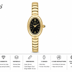 Ferro Women's Elegant Gold-Tone Oval Analog Wrist Watch with Black Dial & Stainless Steel Bracelet MS Department Store Oman