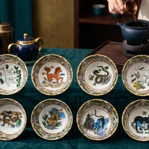 Twelve-Piece Chinese Zodiac Ceramic Bowl Set MS Department Store Oman