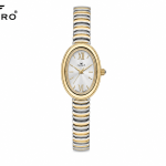 Ferro Women's Oval Analog Quartz Watch with Two-Tone Stainless Steel Stretch Bracelet - White Dial MS Department Store Oman
