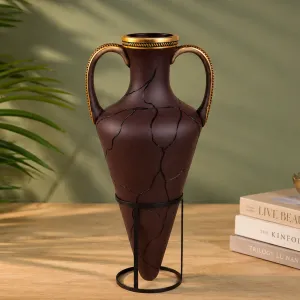 Matte Brown Kintsugi-Inspired Decorative Amphora MS Department Store Oman