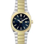Ferro Men's Two-Tone Stainless Steel Analog Watch with Blue Textured Dial & Date Display MS Department Store Oman