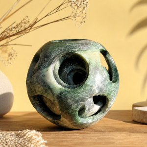 Hand-Carved Green Stone Geometric Sculpture MS Department Store Oman