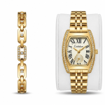 Ceshdun Gold Women’S Tonneau Wristwatch & Bracelet Set With Champagne Dial & Roman Numerals MS Department Store Oman