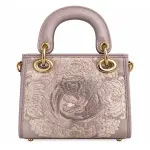 Ms Fashion Dusty Rose Phoenix-Embroidered Top-Handle Handbag with Gold-Tone Hardware