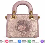 Ms Fashion Dusty Rose Phoenix-Embroidered Top-Handle Handbag with Gold-Tone Hardware