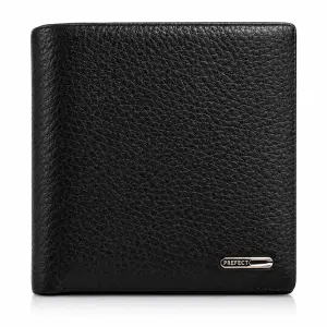 Ms Fashion Black Pebbled Leather Bifold Wallet