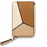 Ms Fashion Beige and Tan Colorblock Leather Zip-Around Wallet