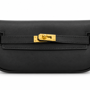 Ms Fashion Black Leather Clutch with Gold-Tone Turn-Lock Closure
