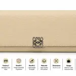 Ms Fashion Loewe Anagram Long Flap Wallet in Beige Leather