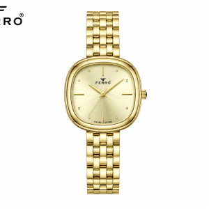Ferro Women's Gold-Tone Square Dial Stainless Steel Analog Wrist Watch MS Department Store Oman