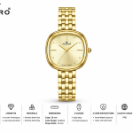 Ferro Women's Gold-Tone Square Dial Stainless Steel Analog Wrist Watch MS Department Store Oman