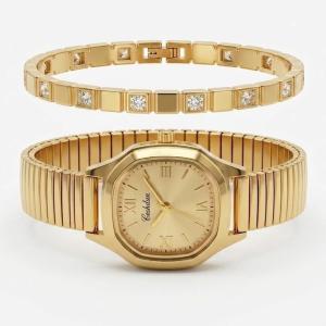 Ceshdun Gold-Tone Women’S Octagonal Wristwatch With Champagne Dial & Roman Numerals MS Department Store Oman