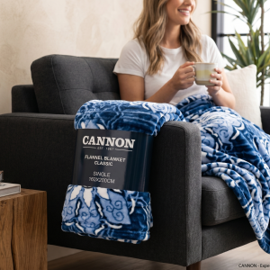 Cannon Stripe Flanell Roll Blanket Single 160/200 MS Department Store Oman