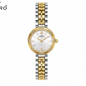 Ferro Men’s Two-Tone Crystal Bezel Analog Bracelet Watch – Mother of Pearl Dial MS Department Store Oman