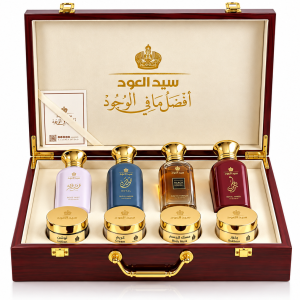 Sayed Al Oud Perfumes + Incense + Lotions (Wooden 4 Pcs Set) MS Department Store Oman