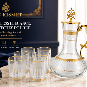 7 Piece Cube Water Set (Glass With Base)  MS Department Store Oman