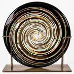 Artistic Hypnotic Spiral Ceramic Decorative Plate With Metal Stand MS Department Store Oman