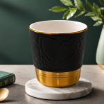 Modern Matte Black & Gold Metallic Accent Cup MS Department Store Oman