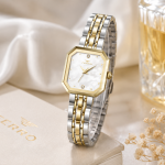 Ferro Women's Two-Tone Square Analog Wrist Watch with Mother-of-Pearl Dial & Crystal Markers MS Department Store Oman