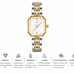 Ferro Women's Two-Tone Square Analog Wrist Watch with Mother-of-Pearl Dial & Crystal Markers MS Department Store Oman