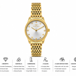 Ferro Women's Gold-Tone Stainless Steel Analog Watch with Silver Dial & Crystal Hour Markers MS Department Store Oman