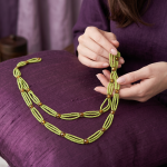 Lime Green Beaded Crystal Necklace MS Department Store Oman