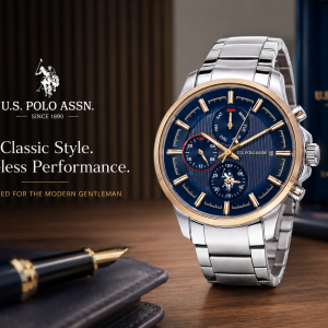 U.S. Polo Assn. Prestige Blue Multi-Function Stainless Steel Watch MS Department Store Oman