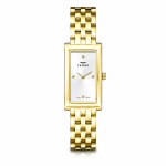 Ferro Women's Gold-Tone Rectangular Analog Wrist Watch with White Dial & Stainless Steel Bracelet MS Department Store Oman