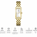 Ferro Women's Gold-Tone Rectangular Analog Wrist Watch with White Dial & Stainless Steel Bracelet MS Department Store Oman