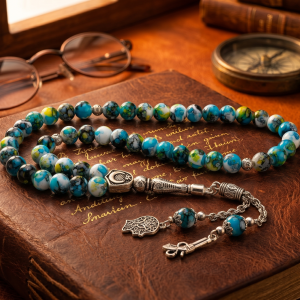Blue Marble Stone Tasbih (Prayer Beads) MS Department Store Oman