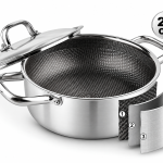Elite Houseware 28CM Stainless Steel Non-Stick Deep Cooking Pot with Lid