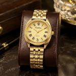 Cesdhun Luxury Ladies Gold Analog Wrist Watch And Crystal Bracelet Set MS Department Store Oman