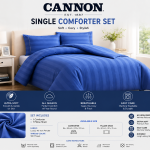 Cannon Stripe Comforter Single 4Pc Set Blue MS Department Store Oman