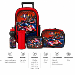WIRES SCHOOL BAG TROLLEY 18" WITH LUNCH BAG, PENCIL CASE, DINNER SET & WATER BOTTLE WITH RACING CAR DESIGN MS Department Store Oman