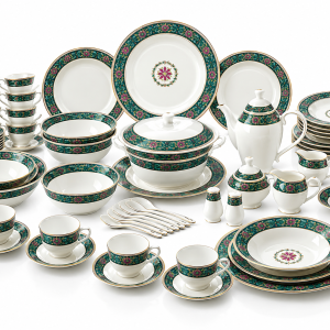 Blumen Exotic Teal Floral Porcelain Dinnerware Set 57 Pc Ms Department Store Oman